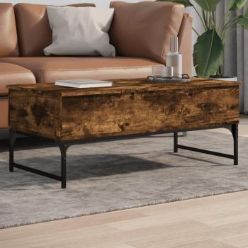 Mesa de centro vidaXL de madera de ingeniería y metal en color humo negro, roble sonoma y roble ahumado, ideal como mesita de salón, comedor o auxiliar