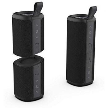 PRIXTON Aloha - Altavoz Bluetooth portatil Divisible en 2 Altavoces Independientes, Reproducción Bluetooth 4.2 y USB, Función Manos Libres, Resistente a Salpicaduras de Agua, Negro