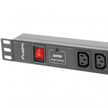Lanberg PDU-08I-0200-C20-BK Power Strip Rack 1U 16A with 8 IEC C13 Outlets Black