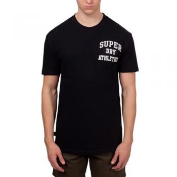 Camiseta de hombre Superdry de manga corta con bordado Ath Logo en contraste, color negro y blanco, talla S