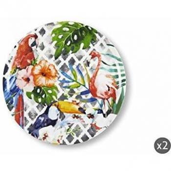 Excelsa Tropical juego de 2 platos Pizza, Porcelana