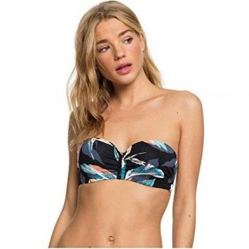 Roxy Printed Beach Classics - Top De Bikini Bandeau Moldeado para Mujer Conjunto De Bikini Bandeau, Mujer, Terra Cotta Flying Flowers S, L