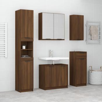 Set de muebles de baño 5 piezas madera contrachapada marrón roble