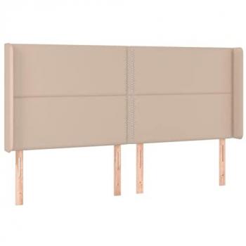 Cabecero con LED cuero sintético capuchino 183x16x118/128cm Marrón