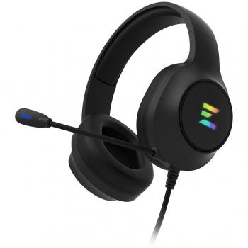 Auriculares Gaming Zalman ZM-HPS310 RGB con sonido envolvente virtual 7.1, micrófono omnidireccional flexible, control de volumen y luz LED, cableados y ligeros (243g) - Color negro