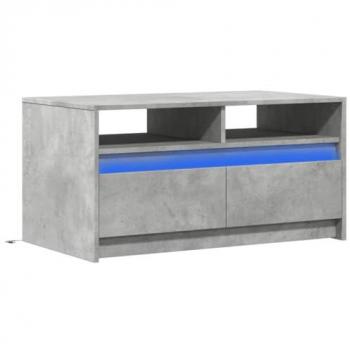 Mesa de centro con luces LED de madera de ingeniería en color gris hormigón, mesa auxiliar, mesa de salón, mesa decorativa y mesita de sofá