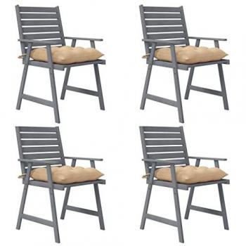 Sillas de comedor jardín con cojines 4 uds madera maciza de acacia