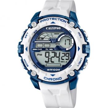 Reloj Calypso K5819/5 Digital para Hombre con Caja de Caucho Azul y Blanco