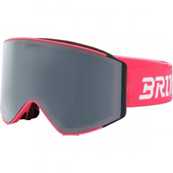 Máscara de Esquí Briko Bufera Unisex Rojo Coral con Lente Espejada Gris Plateado