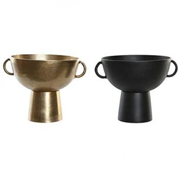 Jarrón DKD Home Decor 34 x 28 x 26 cm Negro Dorado Aluminio Moderno (2 Unidades)