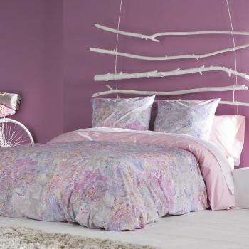 NAF NAF - Funda nórdica de algodón 144 hilos CACHEMIRE rosa/blanco 200x200cm