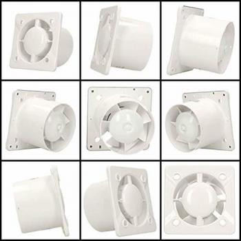 Extractor de aire con temporizador 100mm panel frontal ABS blanco ventilación pared y techo