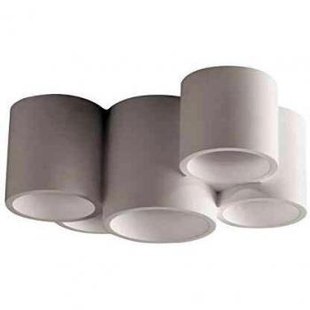 Foco Downlight Banjie blanco 14 cm, Plafón de yeso blanco pintable con cinco luces 30x14x20 cm, Plafón de Yeso para pintar Blanco GU10 - Fan Europe
