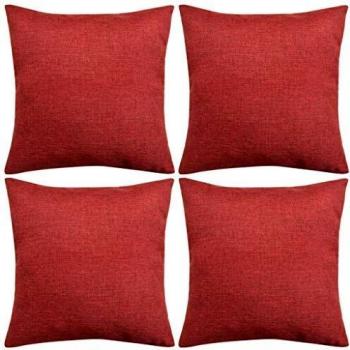 vidaXL Fundas de cojines 4 uds apariencia de lino burdeos 40x40 cm