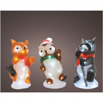 Figuras de animales acrílicas LED para exterior 13x10x24cm 20 LEDs modelos surtidos