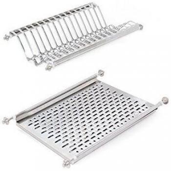 EMUCA Escurridor de Platos y Vasos para Muebles de Cocina de 45 cm de ancho, anchura interior módulo 385-420 mm, Acero Inoxidable