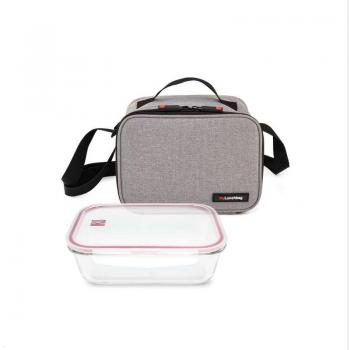 Bolsa porta alimentos Go Glass Iris Barcelona gris con contenedor de vidrio de 0,840 ml