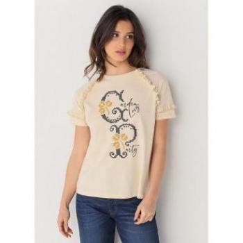 LOIS JEANS - Camiseta amarilla de manga corta para mujer, modelo 133066