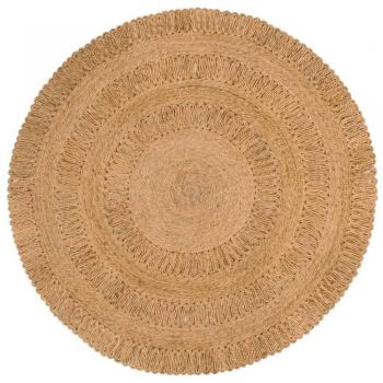 Alfombra redonda artesanal de yute trenzada a mano, 150 cm, color marrón