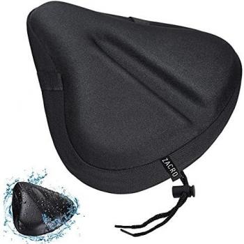 Zacro - Sillín para bicicleta suave y profesional para ciclismo, sillín para bicicleta de ciudad o de montaña, sillín estático de gel con cubierta impermeable y antipolv,Negra - 29 x 27 cm