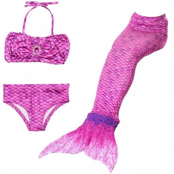 Traje de Baño 3pcs Bikini Establece para Niña Cola de Sirena para Natación