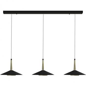 Lámpara Colgante Lineal LED Orion 3 Luces 24W 3000K Negro/Latón Antiguo