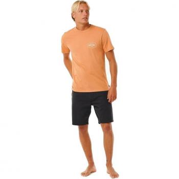 Camiseta Deportiva de Manga Corta Rip Curl Stapler Hombre Color Salmón Marrón Claro