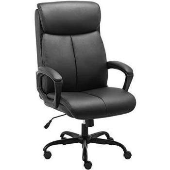 BASETBL Silla de Oficina Respaldo Alto, Silla de Escritoria Ejecutiva Computadora Ergonómica con Cuero PU, Silla de Jefe Giratoria con Cómodo Soporte Lumbar Reposabrazos Acolchado, Silla Gaming
