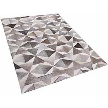 Alfombra Rectangular Moderna de Piel de Vaca Gris 160 x 230 cm Patchwork Geométrico