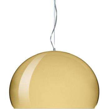 Lámpara colgante LED Kartell FL/Y, oro brillante y diseño metálico