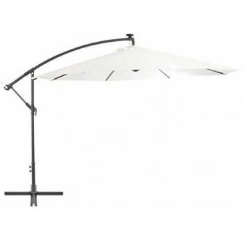 LED Cantilever Garden Parasol with Metal Pole 350 cm Sand