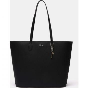 Bolso Shopper negro Lacoste con logo metálico en frontal para mujer