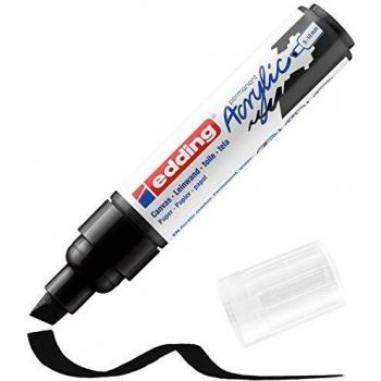 edding 5000 marcador acrílico de trazo grueso - negro - 1 rotulador acrílico resistente al agua - punta biselada ancha 5-10 mm - pintura acrílica para lienzo, papel kraft, madera y piedra
