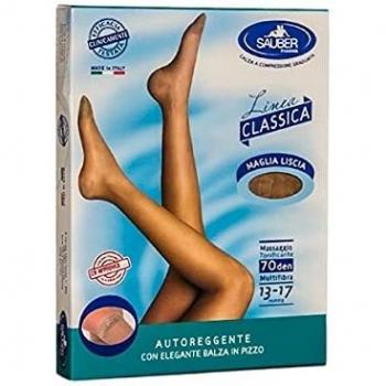 Medias Autoreggentes Sauber Classica 70 Denier Malla Lisa Negro T5 1 Par