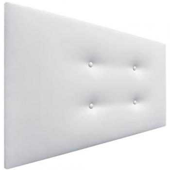 Cabecero Tapizado de Polipiel Aqualine Blanco con 2 Hileras de Botones, 95x50cm para Camas de 70/80/90 cm