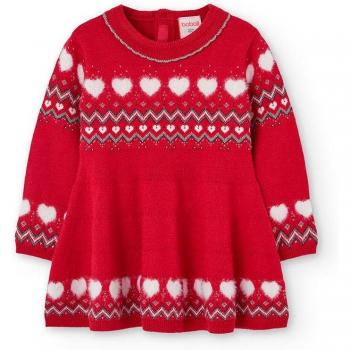 Boboli - Vestido de bebé niña de punto jacquard con cuello redondo