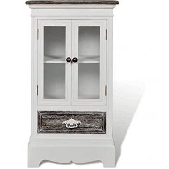 vidaXL Vitrina Baja con 2 Puertas y 1 Cajón de Madera Blanca Armario Aparador