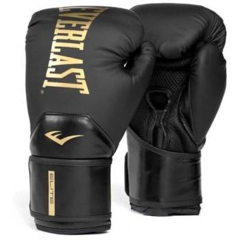 Guantes de boxeo Everlast Elite 2 de cuero artificial negros, 14 oz