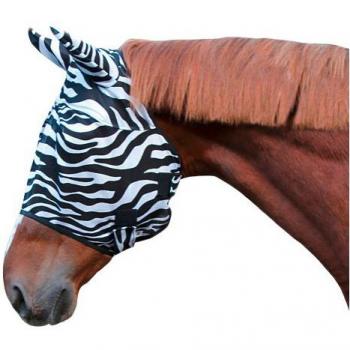 Máscara antimoscas para caballos con protección auditiva tipo Zebra, tamaño Cob