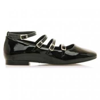 Zapato Plano Camille Mustang para Mujer - Negro, Cierre con Hebilla, Puntera Afilada, Casual