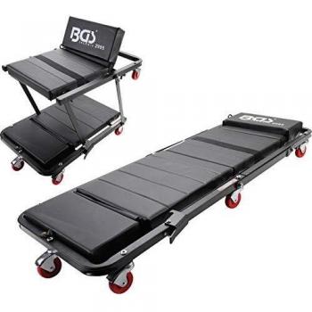 BGS Technic - Camilla/taburete de mecánico, Ref: 2995, estructura robusta, altura ajustable, ruedas giratorias para fácil movilidad, diseño ergonómico para comodidad durante el trabajo