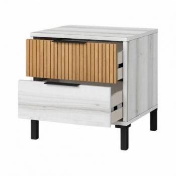 Mesita de Noche Lúzete 45x46,7 Blanco Nórdico/Haya - Resistente y Duradera