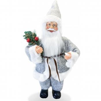 Papá Noel Gris Decoración Navideña 30H cm