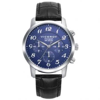 Reloj Viceroy Grand Hombre Cronómetro Acero y Piel Negra