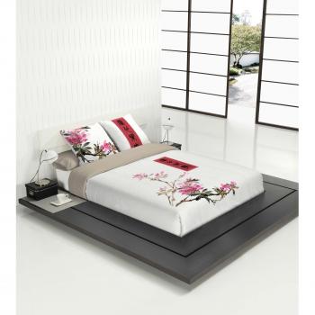 TSUKI Jinsei Funda Nórdica, algodón, Blanco/Beige, Cama 135