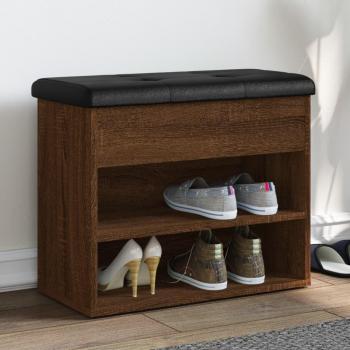 Banco zapatero de madera de ingeniería marrón roble 62x32x50 cm