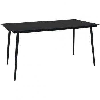 vidaXL Garden Dining Table Black 190x90x74 cm Steel and Glass