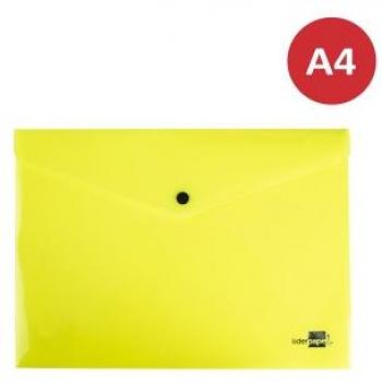 Carpeta de plástico con cierre de botón en color amarillo lima