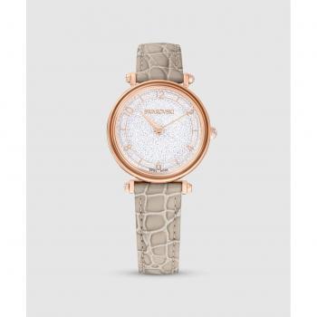Swarovski Crystalline Wonder Beige Leather Rose Gold Tone Watch