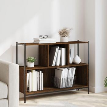 Estantería de madera de ingeniería 102x28x77,5 cm en color Negro, Roble Sonoma y Roble ahumado, ideal para oficina, estudio y dormitorio; mueble de almacenaje multifuncional